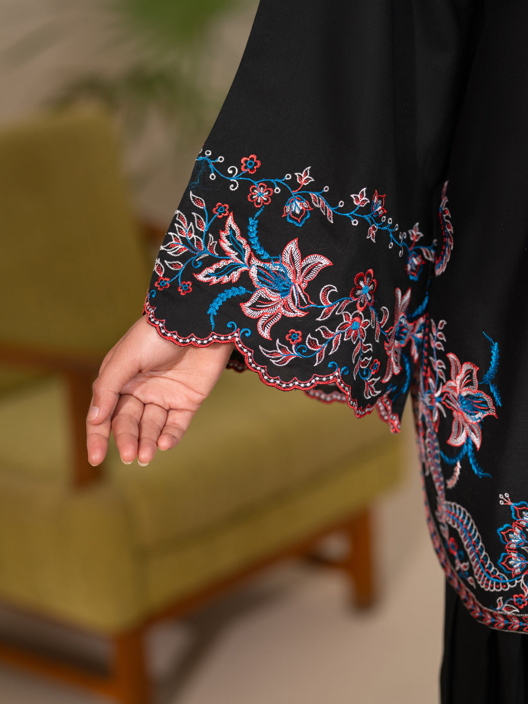 Cotton Black Unstitched Suit - Almirah