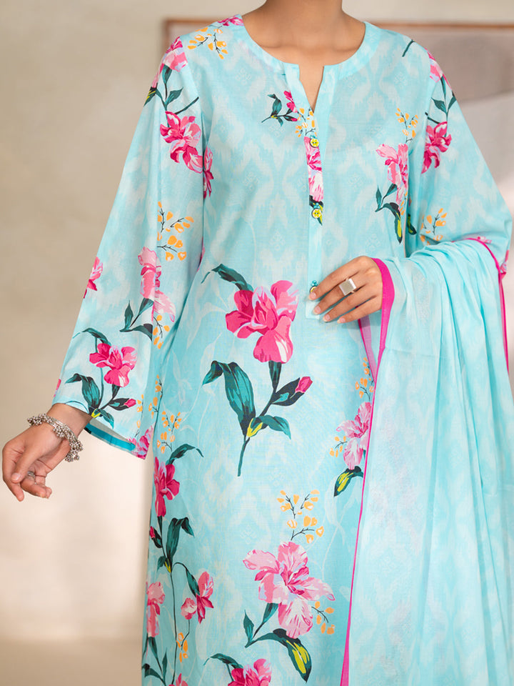 Cotton Sky Blue Unstitched Suit - Almirah