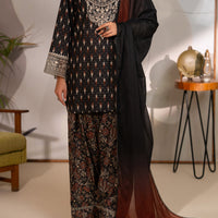 Cotton Dobby Black Unstitched Suit - Almirah