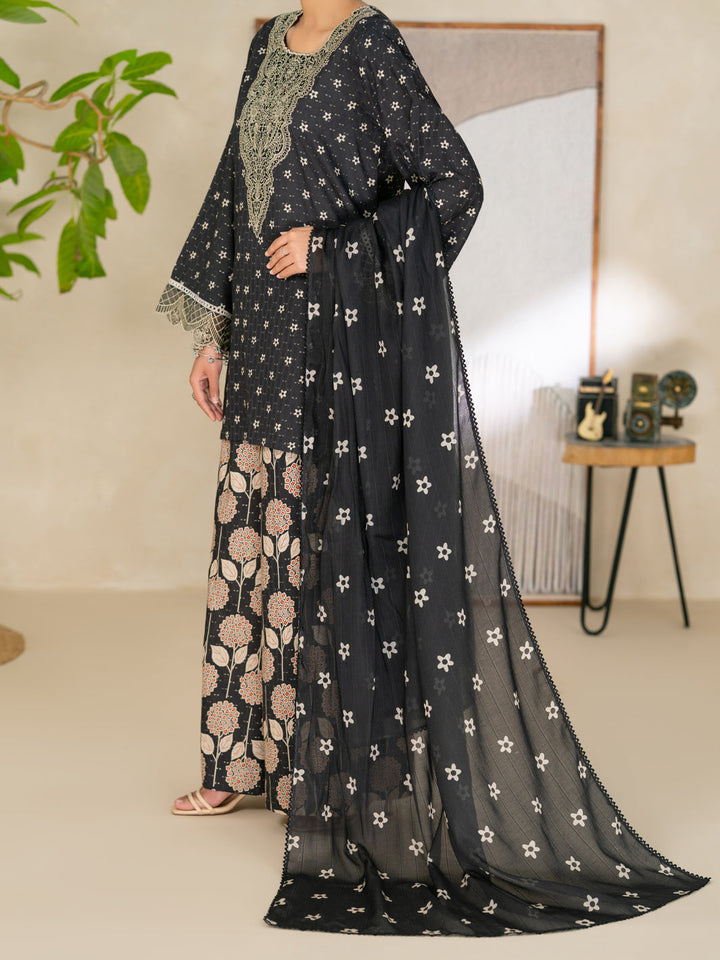 Cotton Dobby Black Unstitched Suit - Almirah