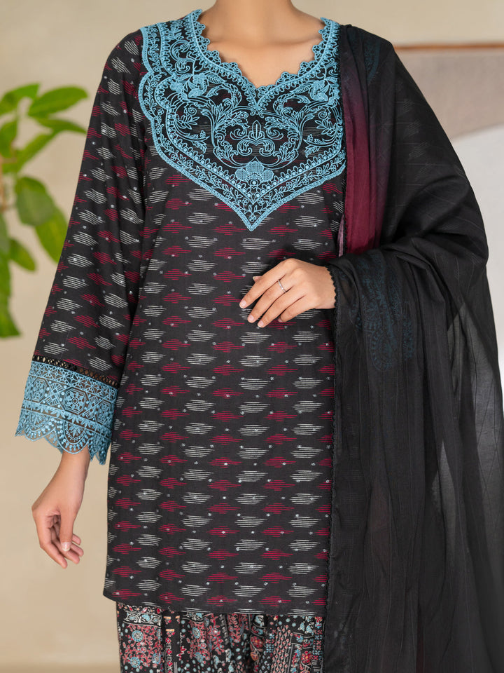 Cotton Black Unstitched Suit - Almirah