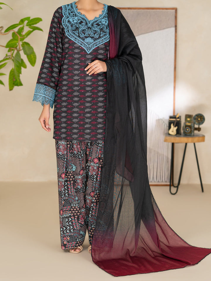 Cotton Black Unstitched Suit - Almirah