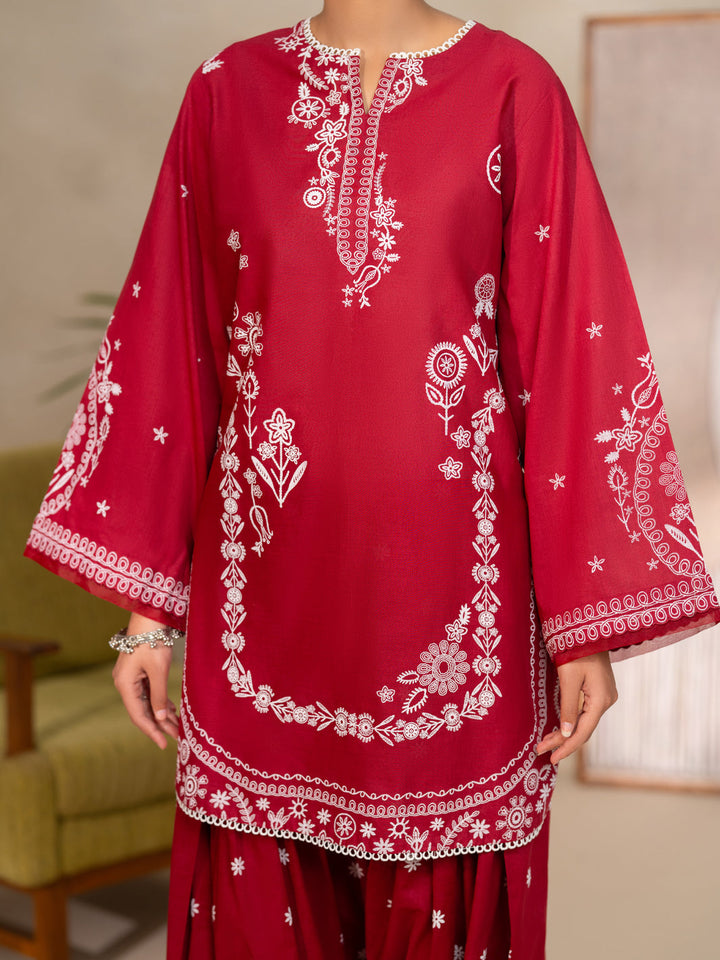 Cotton Maroon Unstitched Suit - Almirah