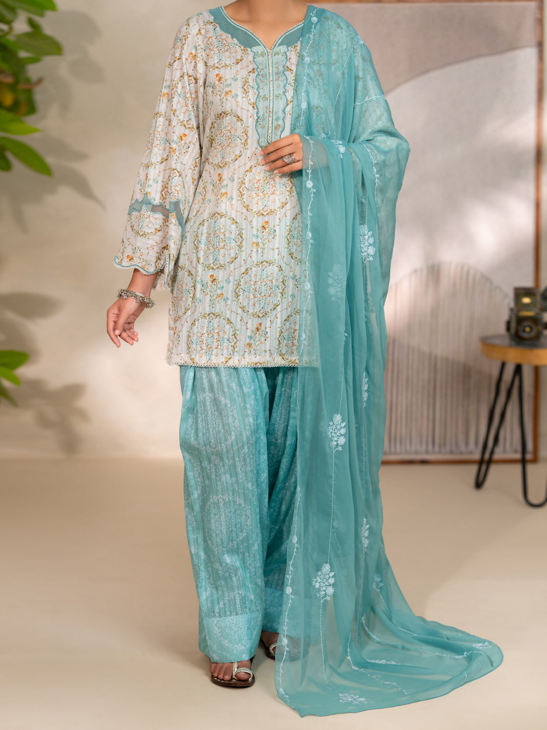 Cotton Lino Ivory Unstitched Suit - Almirah
