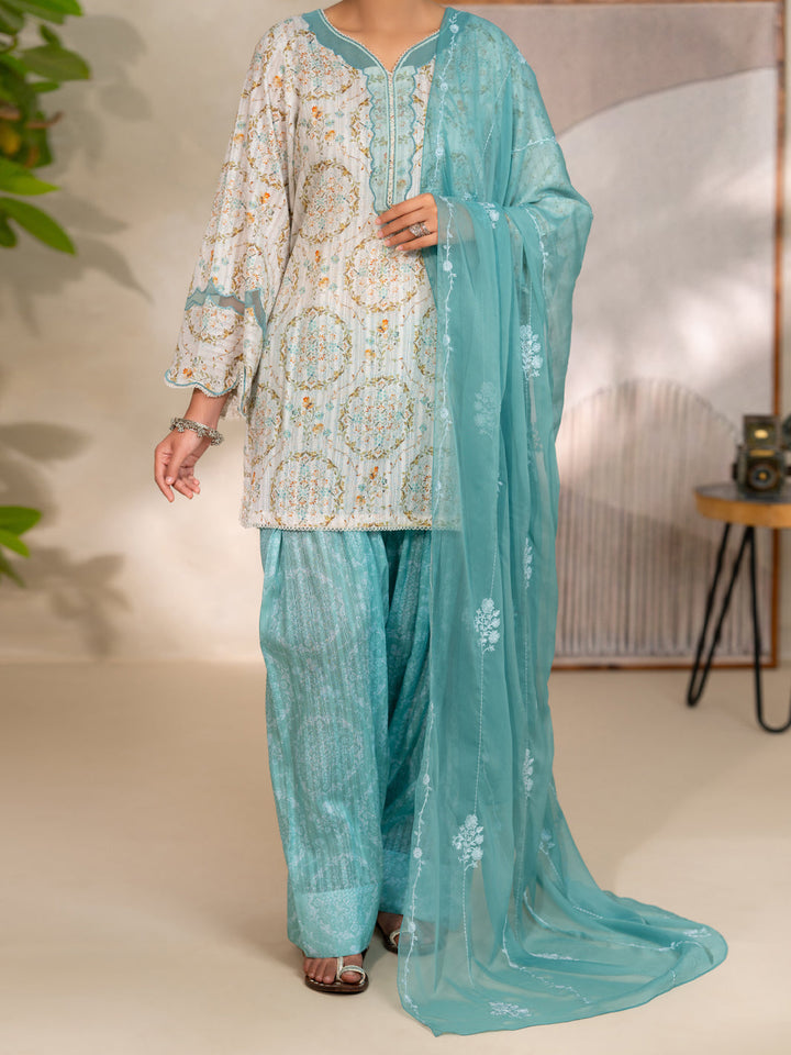 Cotton Lino Ivory Unstitched Suit - Almirah