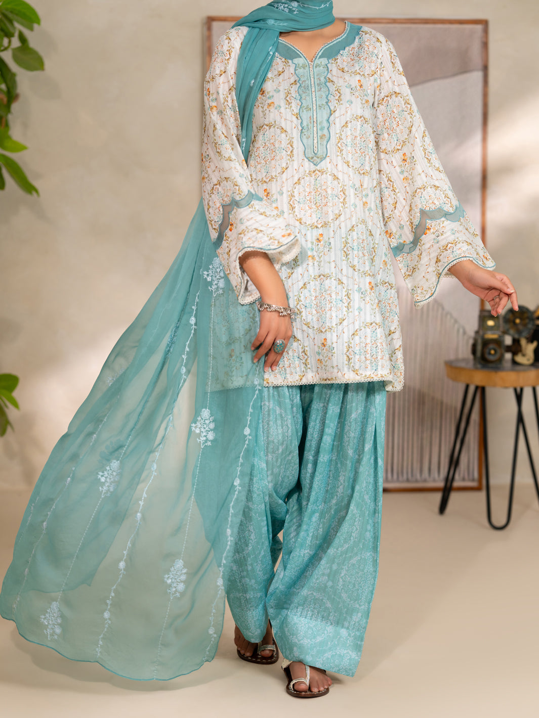 Cotton Lino Ivory Unstitched Suit - Almirah
