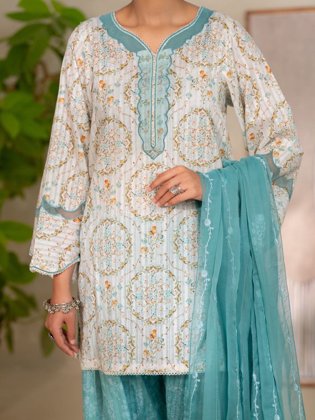 Cotton Lino Ivory Unstitched Suit - Almirah