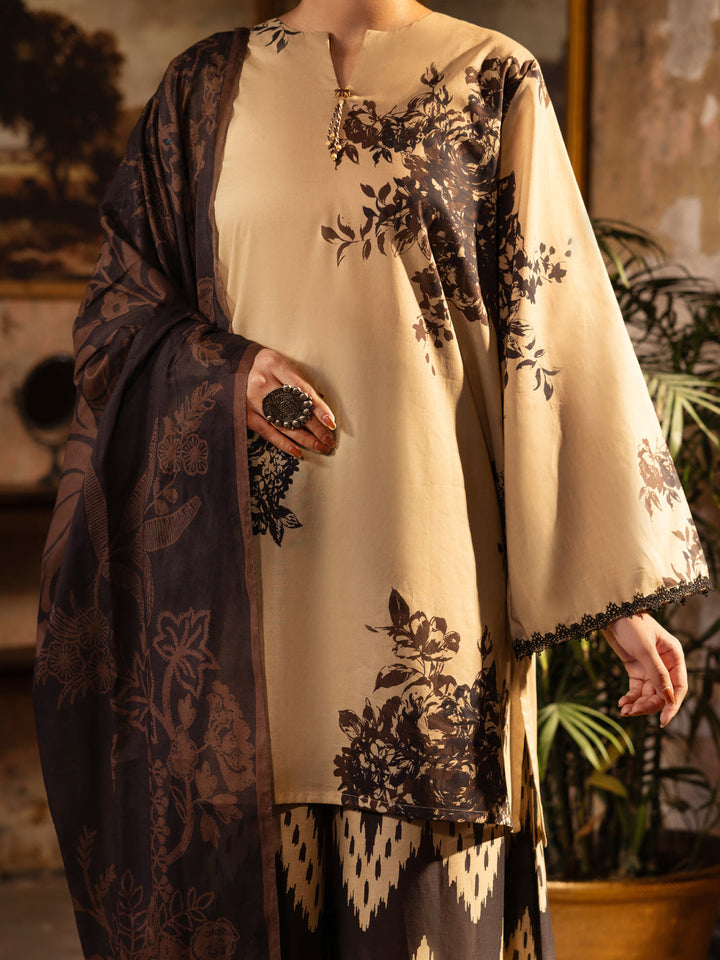 Cotton Lawn Fawn Unstitched Suit - Almirah