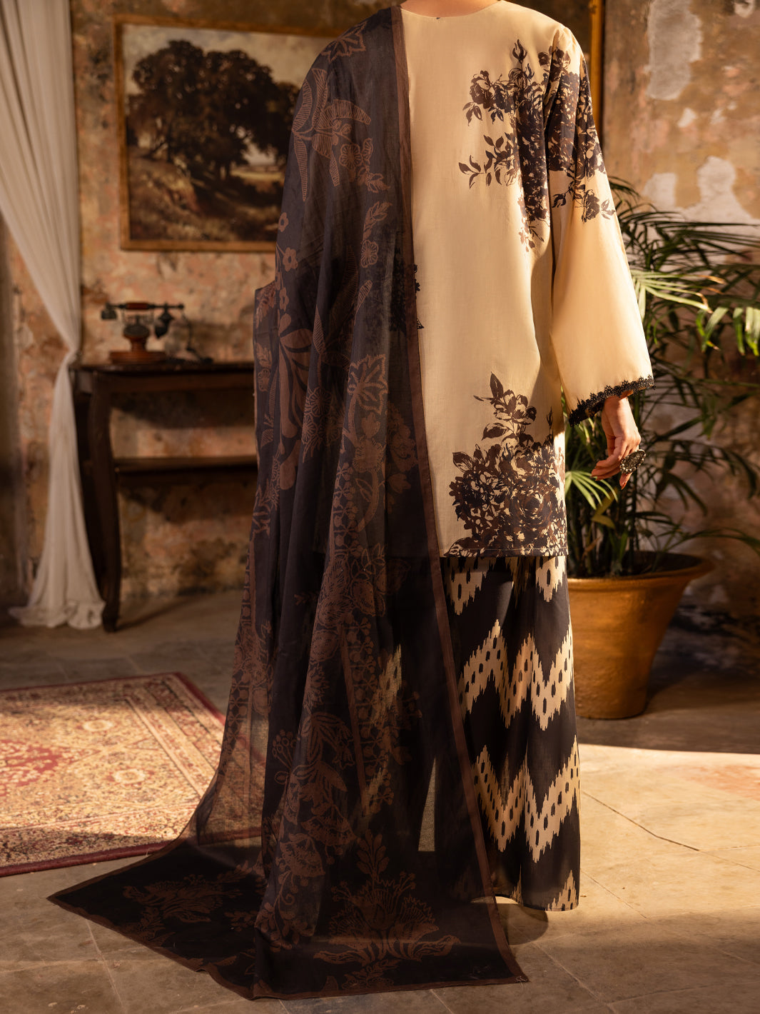 Cotton Lawn Fawn Unstitched Suit - Almirah