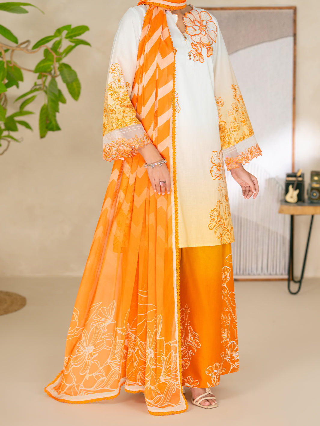Cotton Mustard Unstitched Suit - Almirah