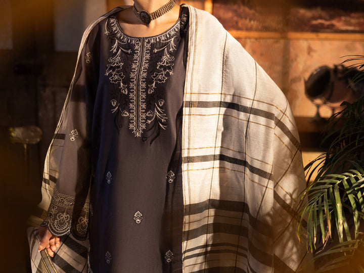 Cotton Grey Unstitched Suit - Almirah