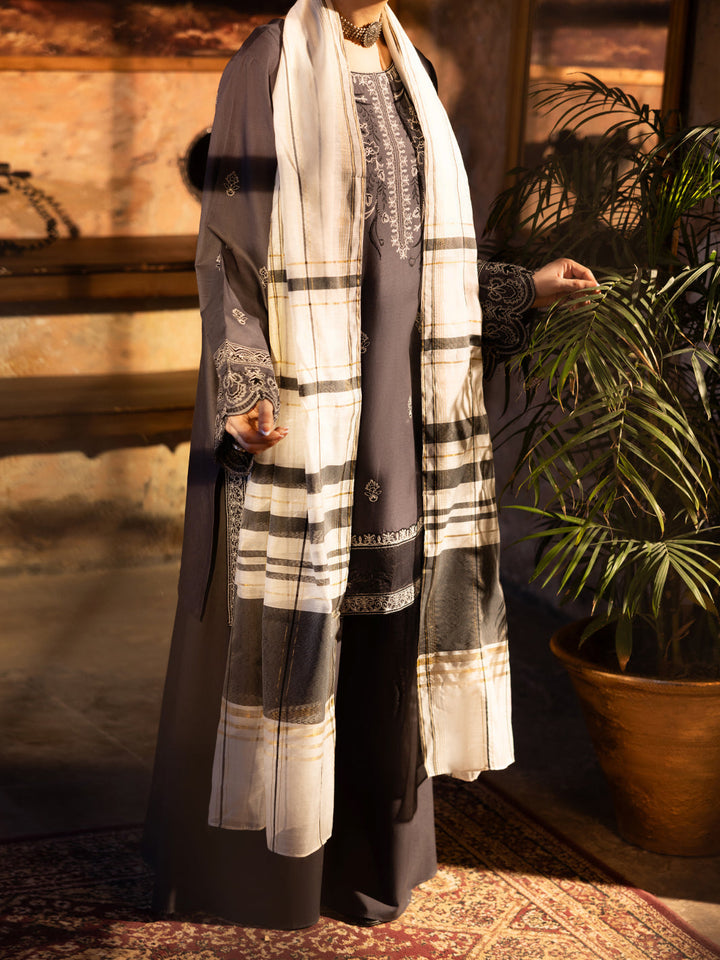 Cotton Grey Unstitched Suit - Almirah