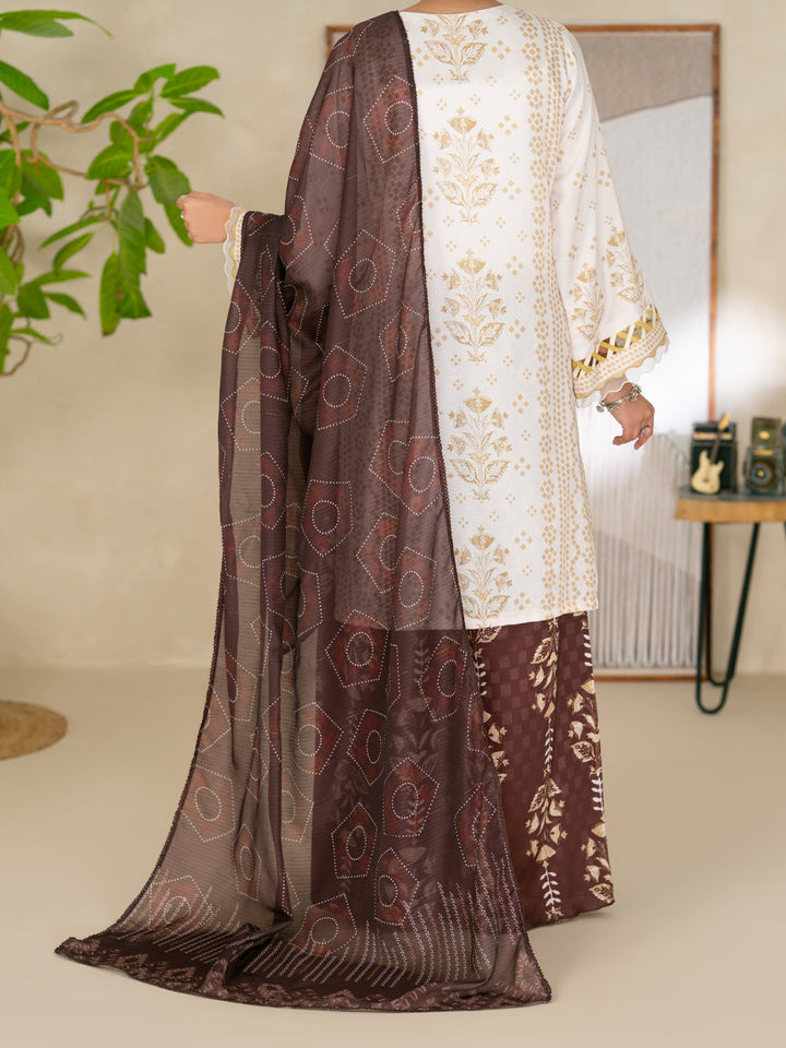 Swiss Jacquard White Unstitched Suit - Almirah