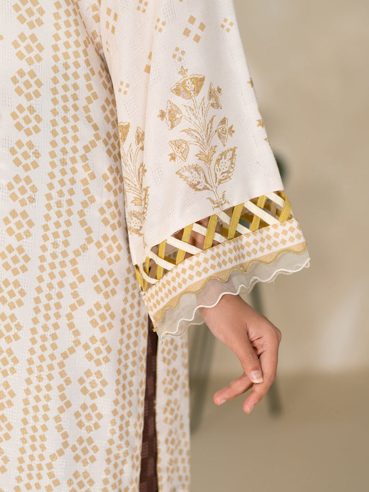 Swiss Jacquard White Unstitched Suit - Almirah