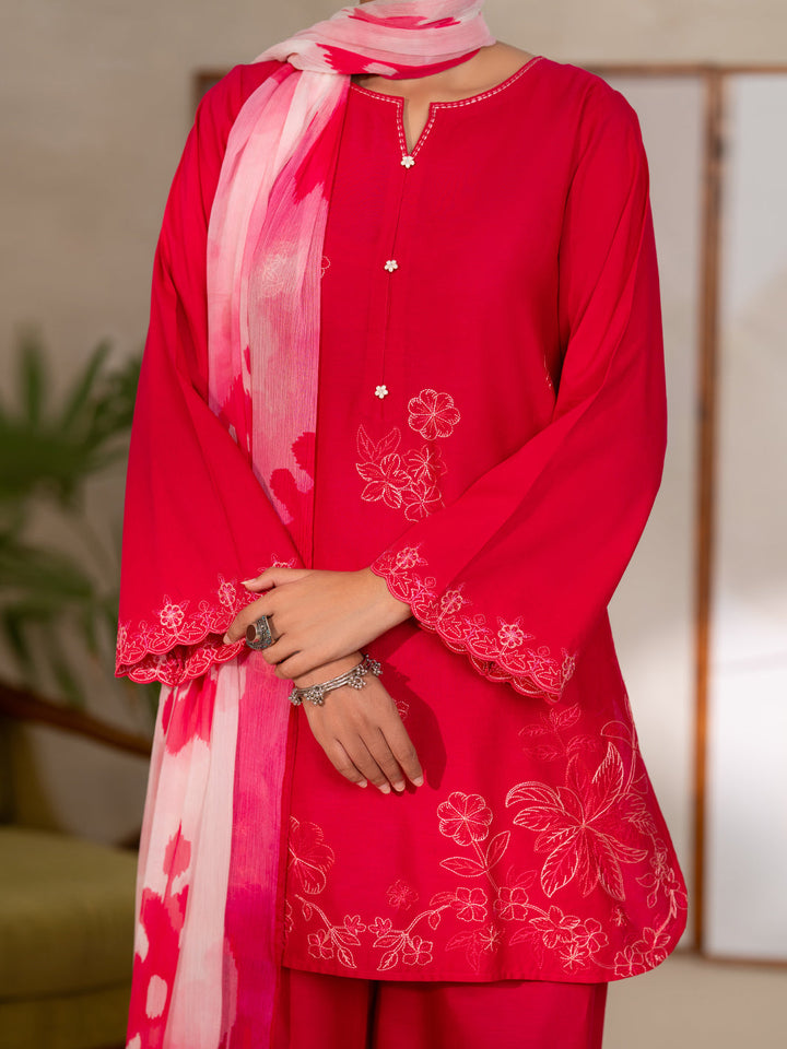 Dyed Lawn Pink Unstitched Suit - Almirah