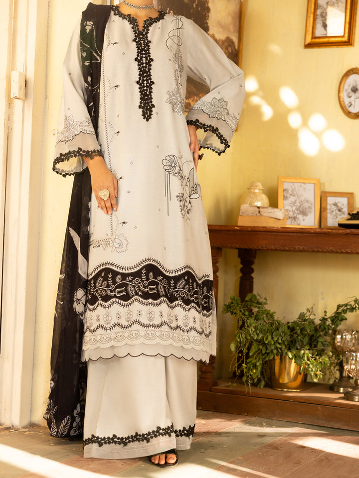 Cotton Lawn Teal Blue Unstitched Suit - Almirah