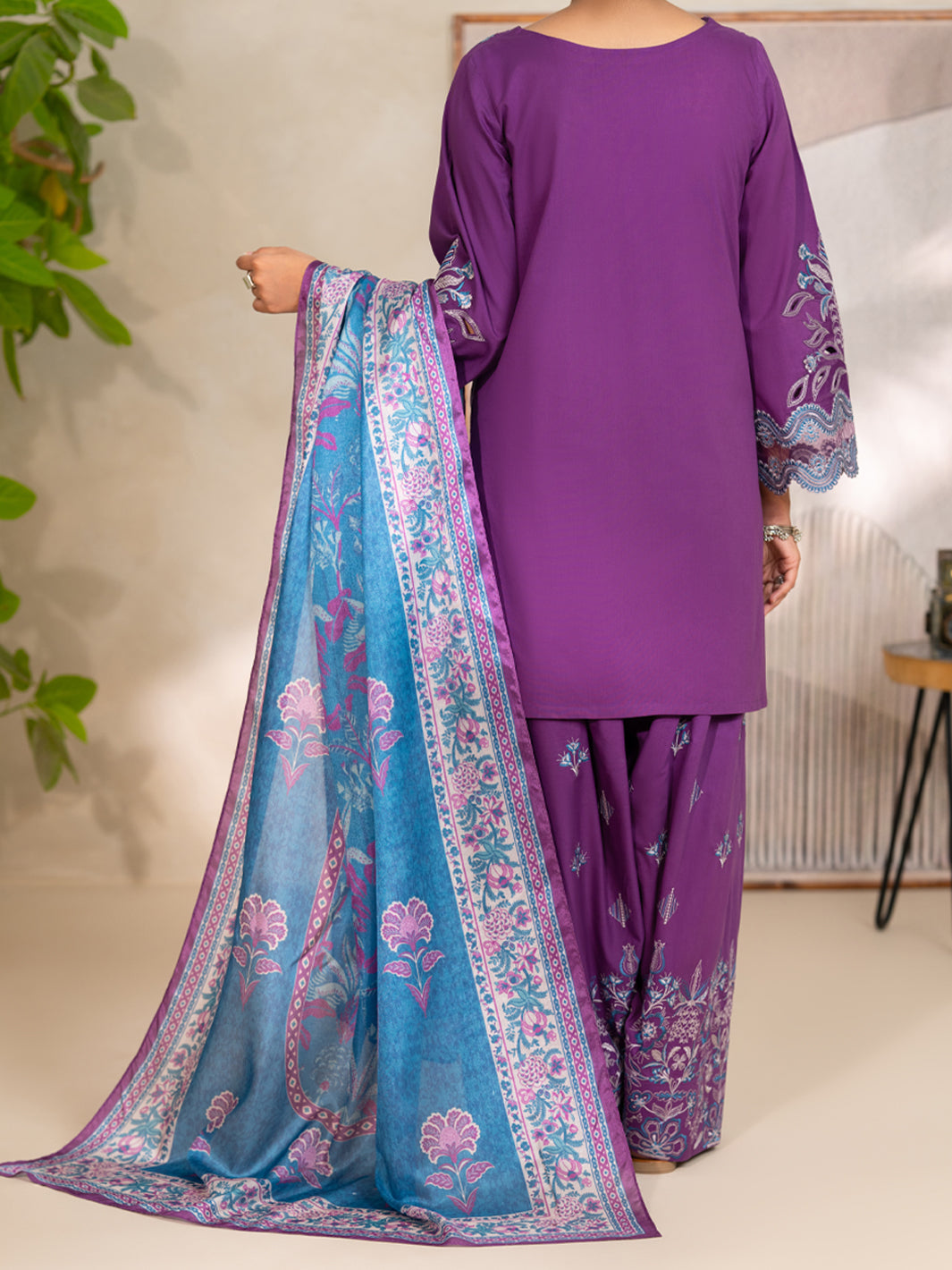 Dyed Lawn Purple Unstitched Suit - Almirah