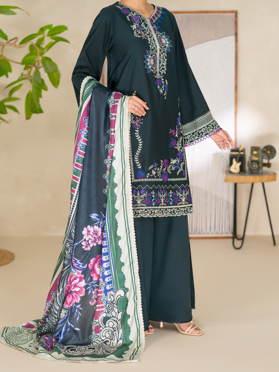 Dyed Lawn Black Unstitched Suit - Almirah