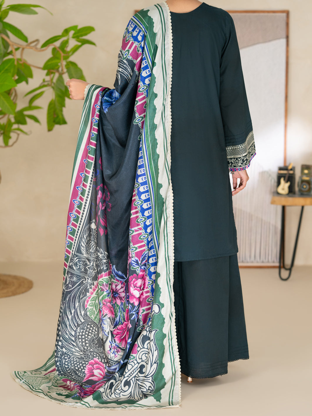 Dyed Lawn Black Unstitched Suit - Almirah
