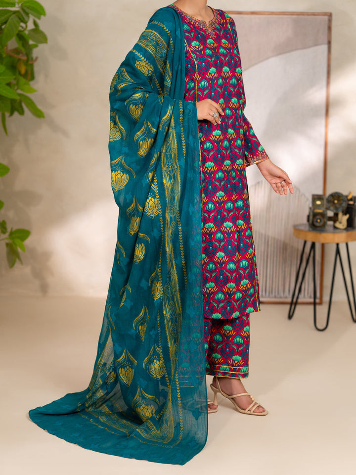 Cotton Lawn Pink Unstitched Suit - Almirah