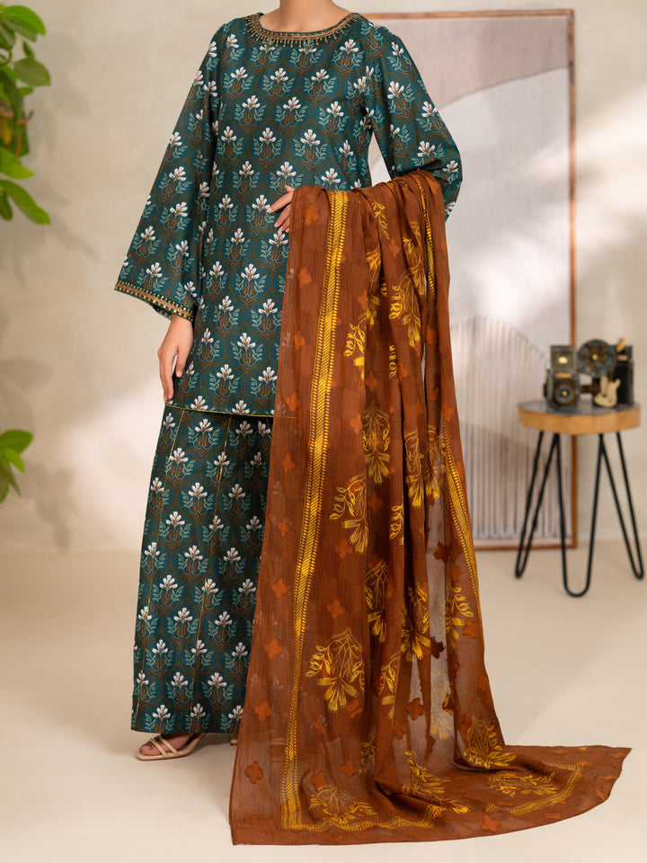 Cotton Green Unstitched Suit - Almirah