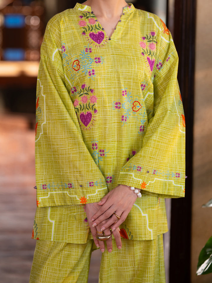 Cotton Green Stitched Suit - Almirah