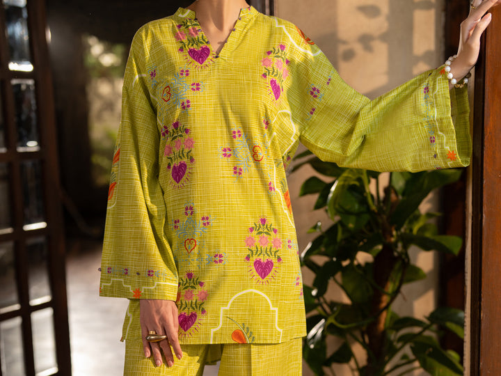 Cotton Green Stitched Suit - Almirah