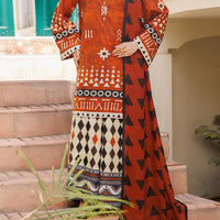 Cotton Rust Stitched Suit - Almirah