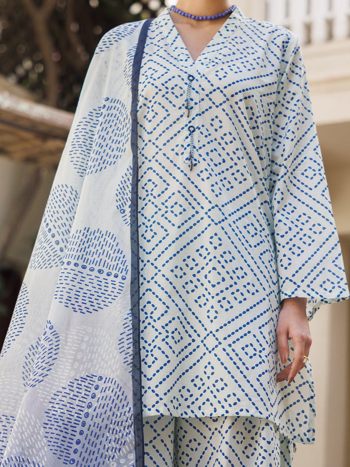 Cotton Off White Stitched Suit - Almirah