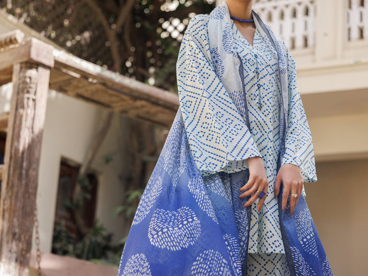 Cotton Off White Stitched Suit - Almirah