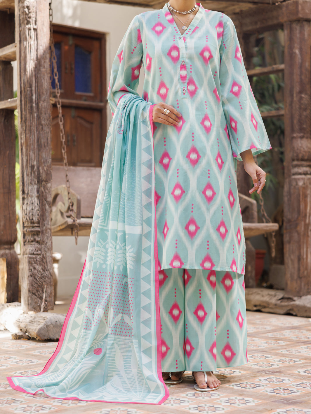 Lawn Light Green Stitched Suit - Almirah