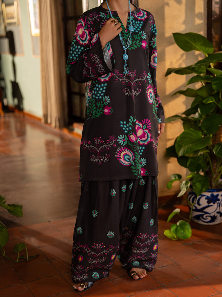 Cotton Black Stitched Suit - Almirah