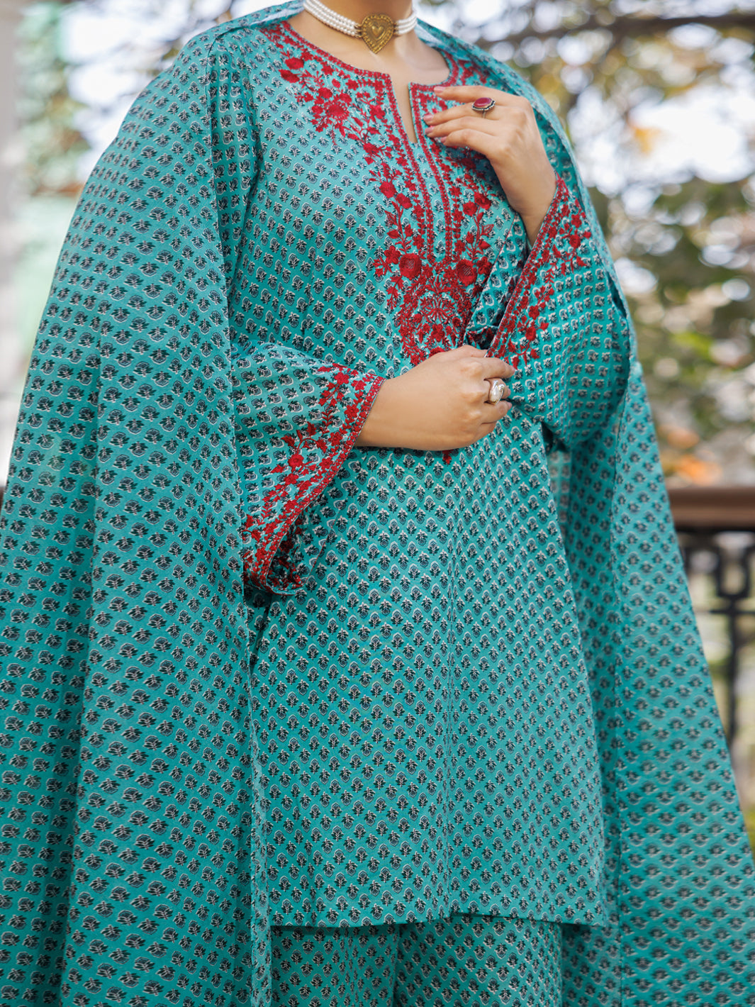 Lawn Green Stitched Suit - Almirah