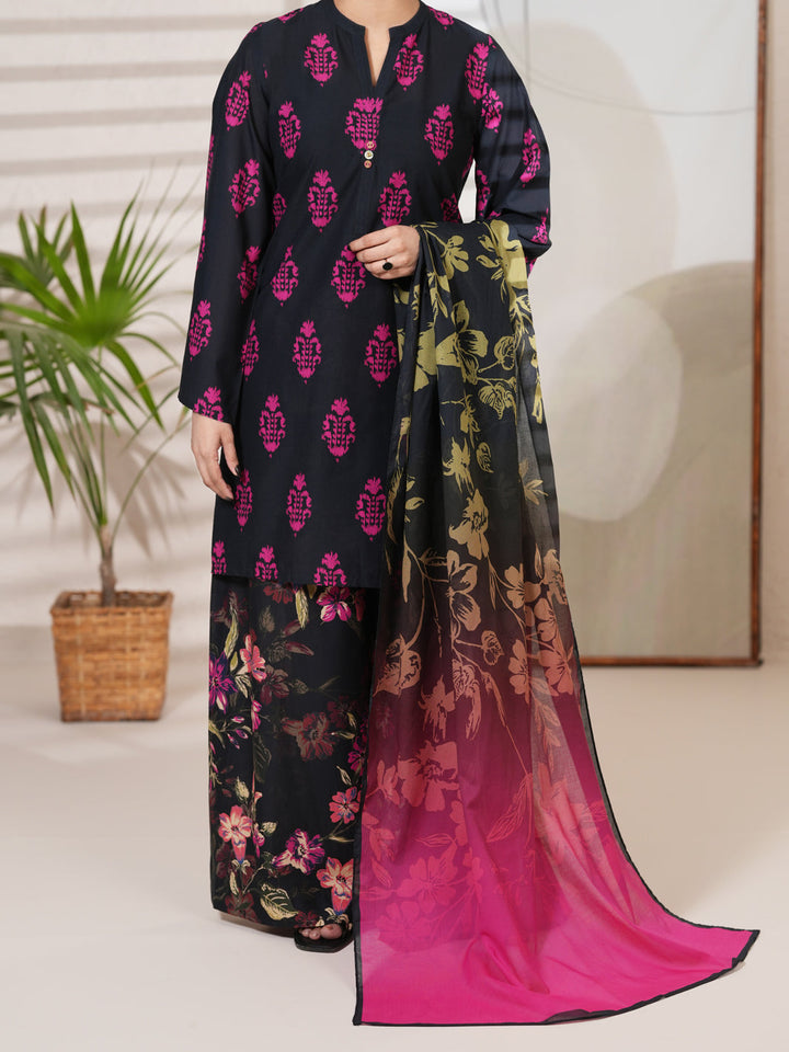 Cotton Black Unstitched Suit - Almirah