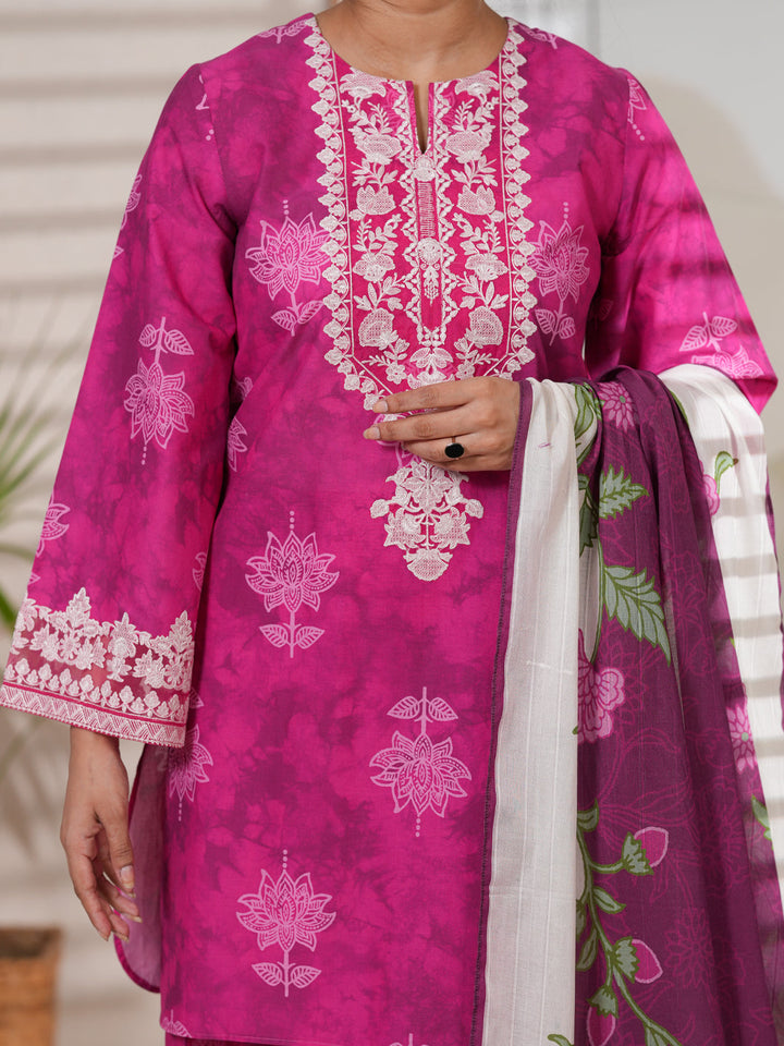 Cotton Pink Unstitched Suit - Almirah