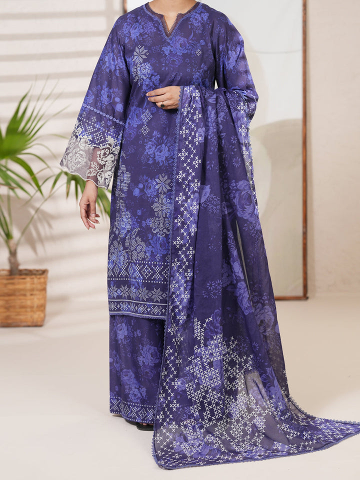 Cotton Blue Unstitched Suit - Almirah