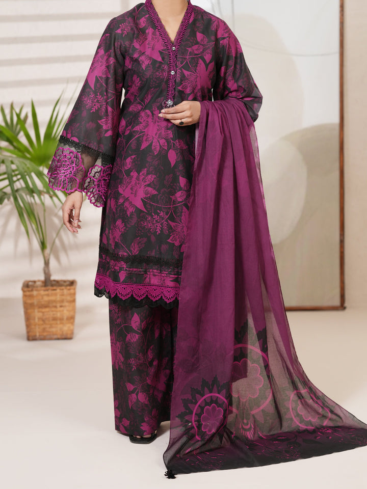 Cotton Magenta Unstitched Suit - Almirah