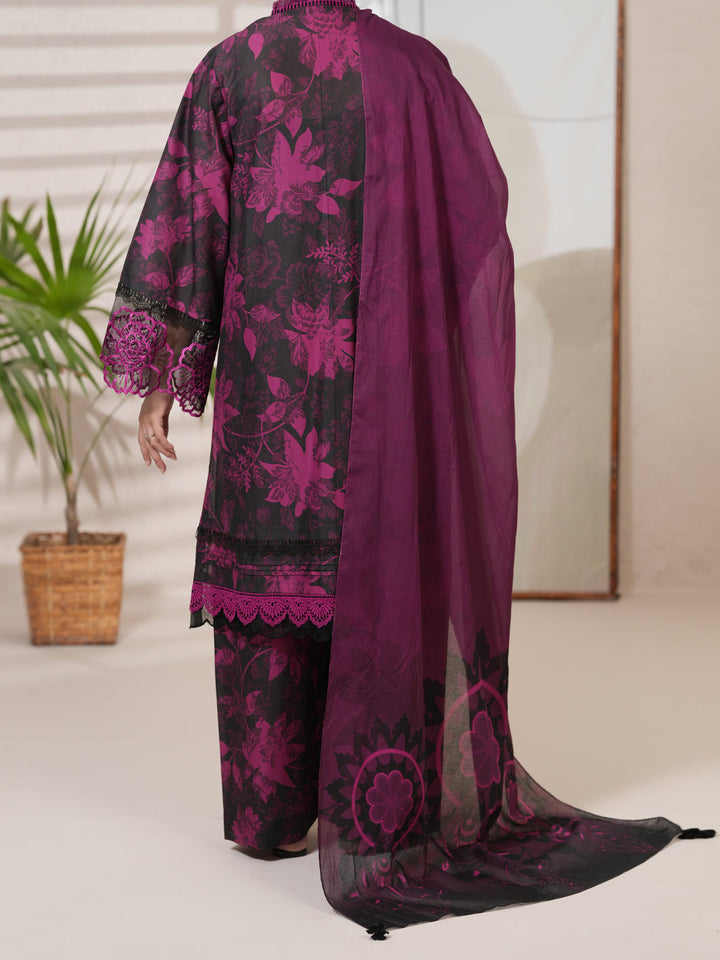 Cotton Magenta Unstitched Suit - Almirah
