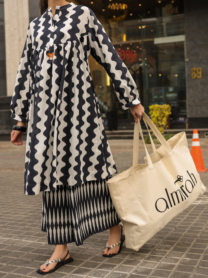 Lawn Black White Kurti - Almirah