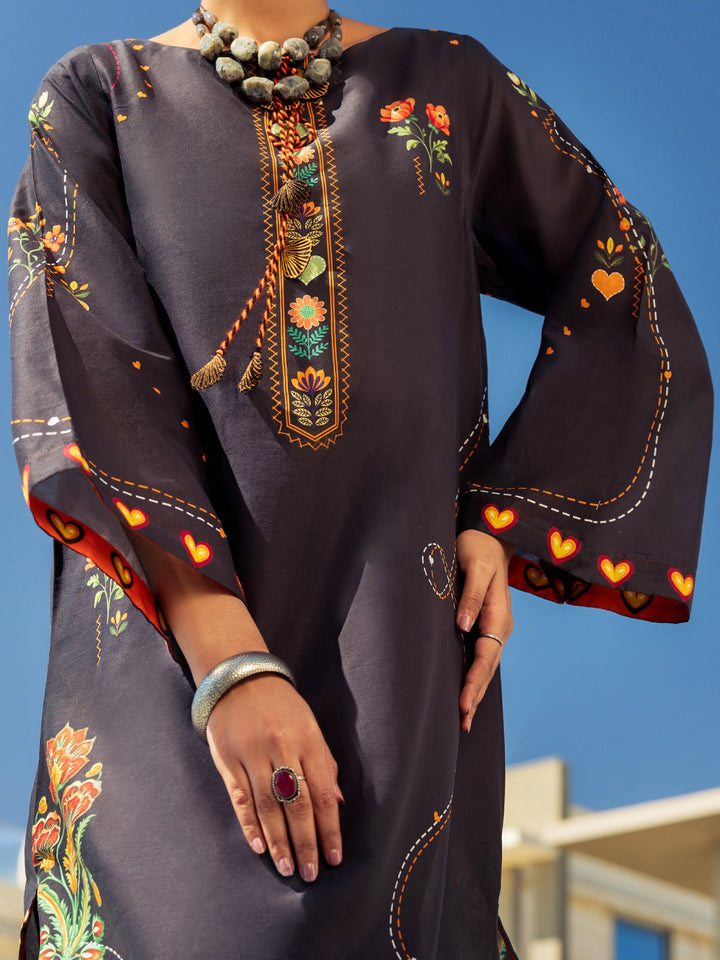 Cotton Cambric Black Kurti - Almirah