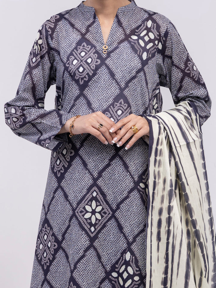 Lawn Blue Unstitched Suit - Almirah