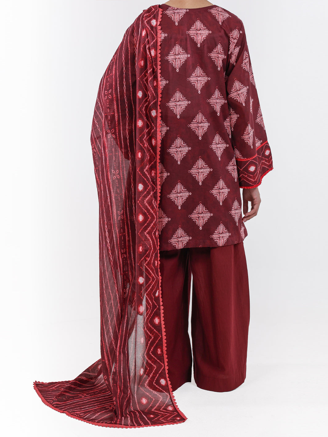 Lawn Maroon Unstitched Suit - Almirah