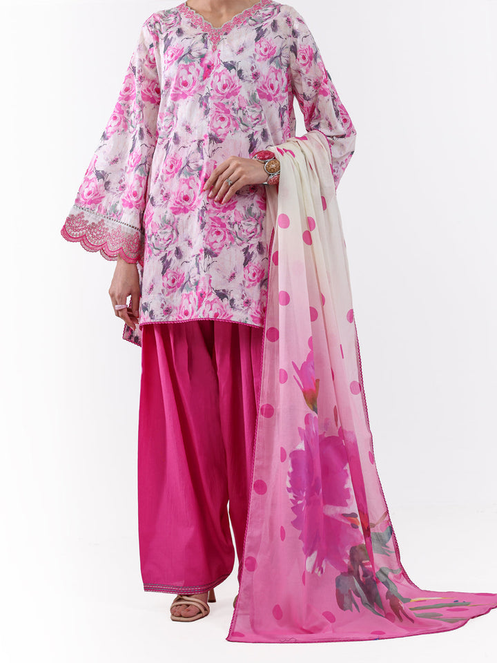 Lawn Pink Unstitched Suit - Almirah