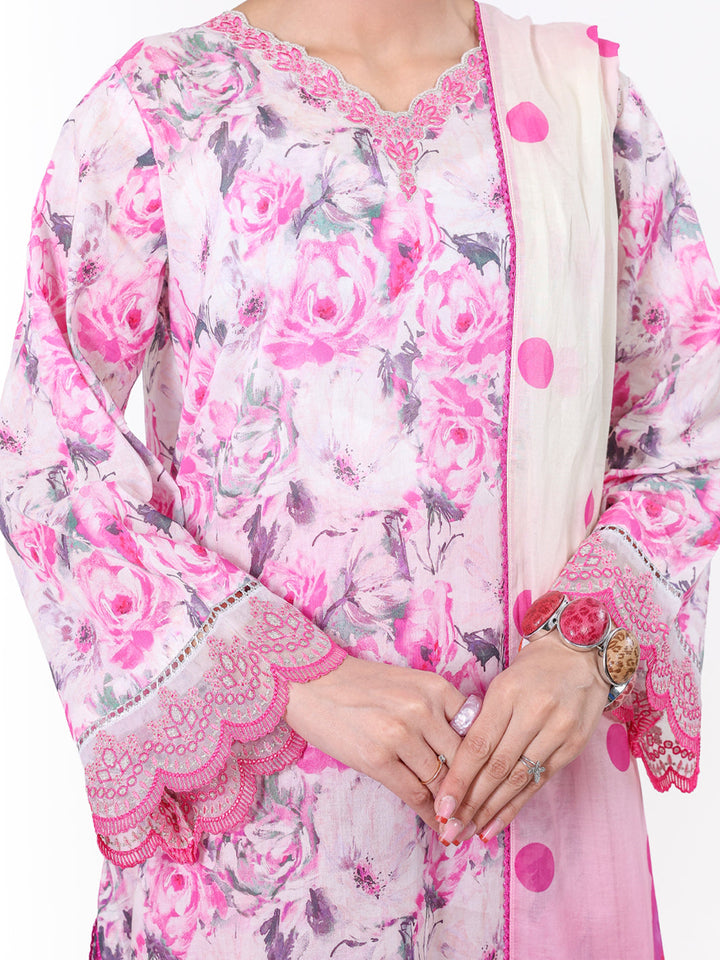 Lawn Pink Unstitched Suit - Almirah