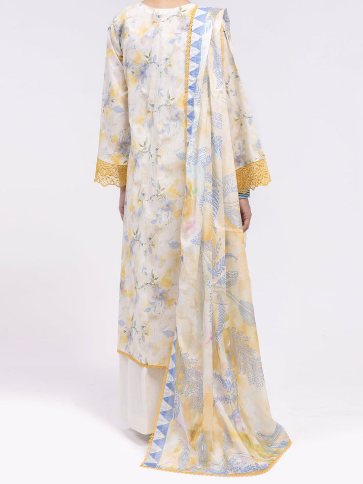 Lawn Off White Unstitched Suit - Almirah