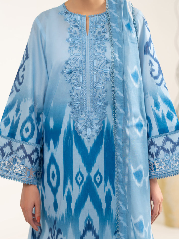 Lawn Blue Unstitched Suit - Almirah