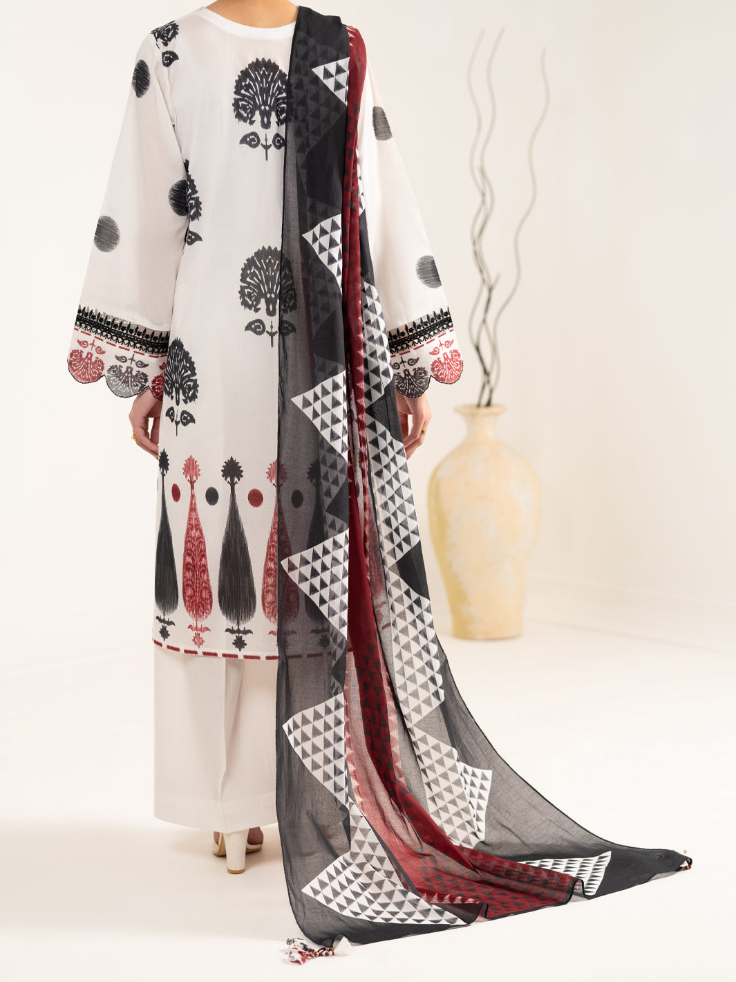 Lawn White Unstitched Suit - Almirah