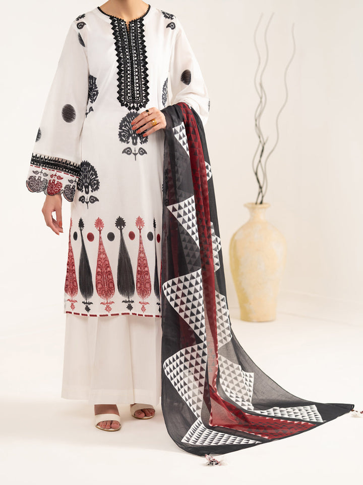 Lawn White Unstitched Suit - Almirah