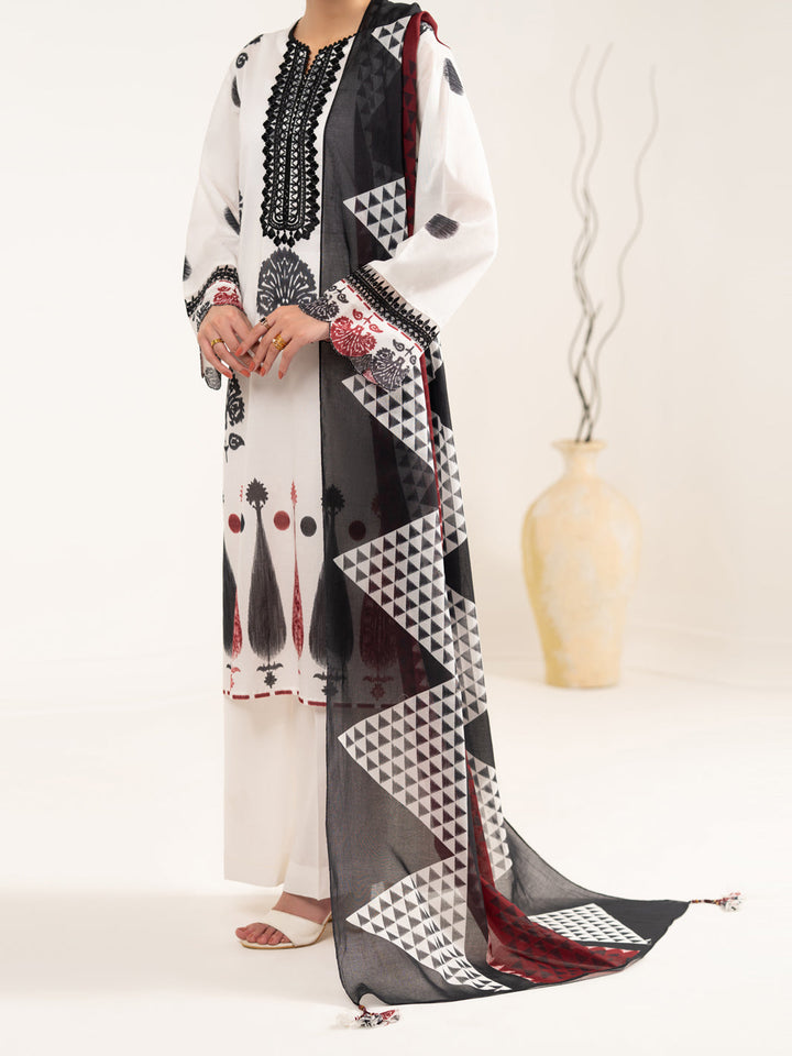 Lawn White Unstitched Suit - Almirah