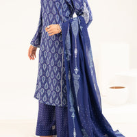 Lawn Blue Stitched Suit - J. Junaid Jamshed